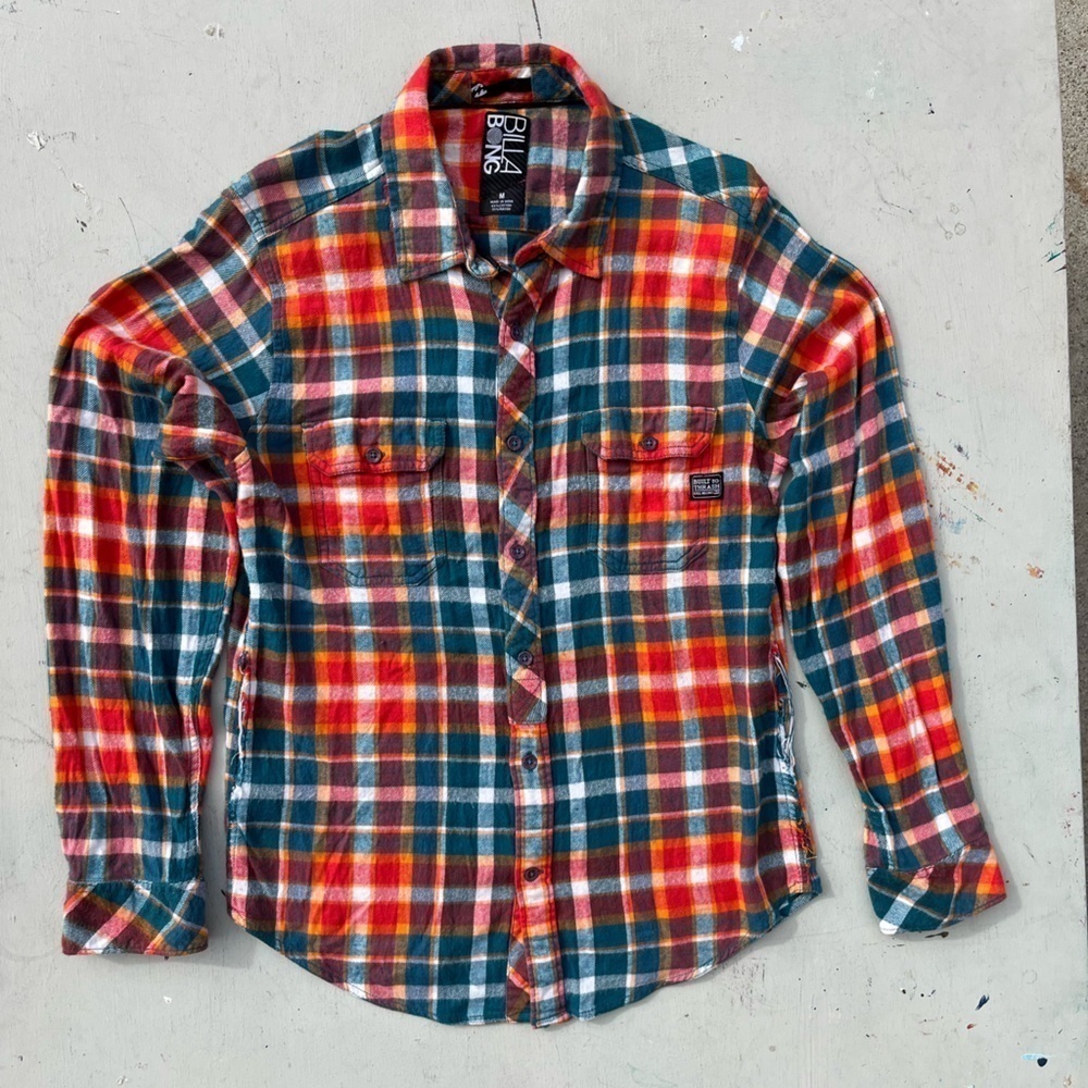 Men's Billabong Flannel Multicolor Plaid M Grunge Surf 90s Rock Distressed PNW